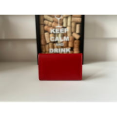 Carteira couro Masculina Milão Vermelha com elástico vermelho 